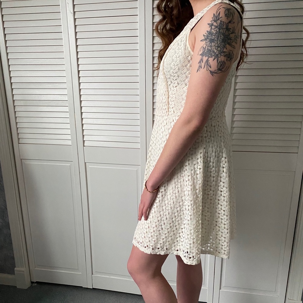 Creamy white lace formal dress